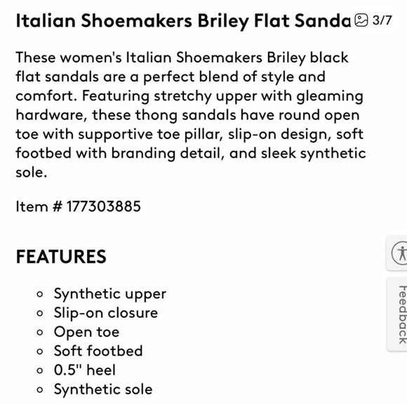 LIKE NEW Italian Shoemakers "Briley" sandals in black, size 6-1/2. - Picture 10 of 10